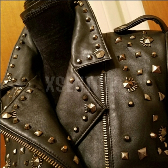 NASTY GAL "BLACK BULL HEATHER IN LEATHER" MOTO - Picture 7 of 13
